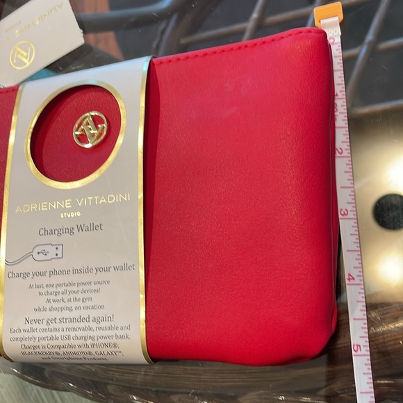 Adrienne Vittadini NWT Charging Wallet Red with gold logo & zipper black lining - Picture 9 of 9